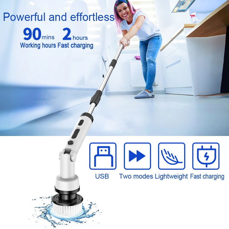 Electric Spin Scrubber 9 in 1 Electric Cleaning 180 degree rotation Power Scrubber with 9 Replaceable Brush Heads Shower Scrubbe