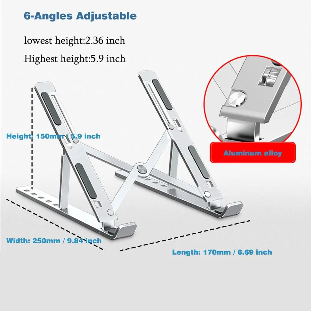 Laptop Stand for MacBook Air Pro Foldable Desktop Notebook Stand Holder Portable Aluminum Laptop Holder For Xiaomi Air